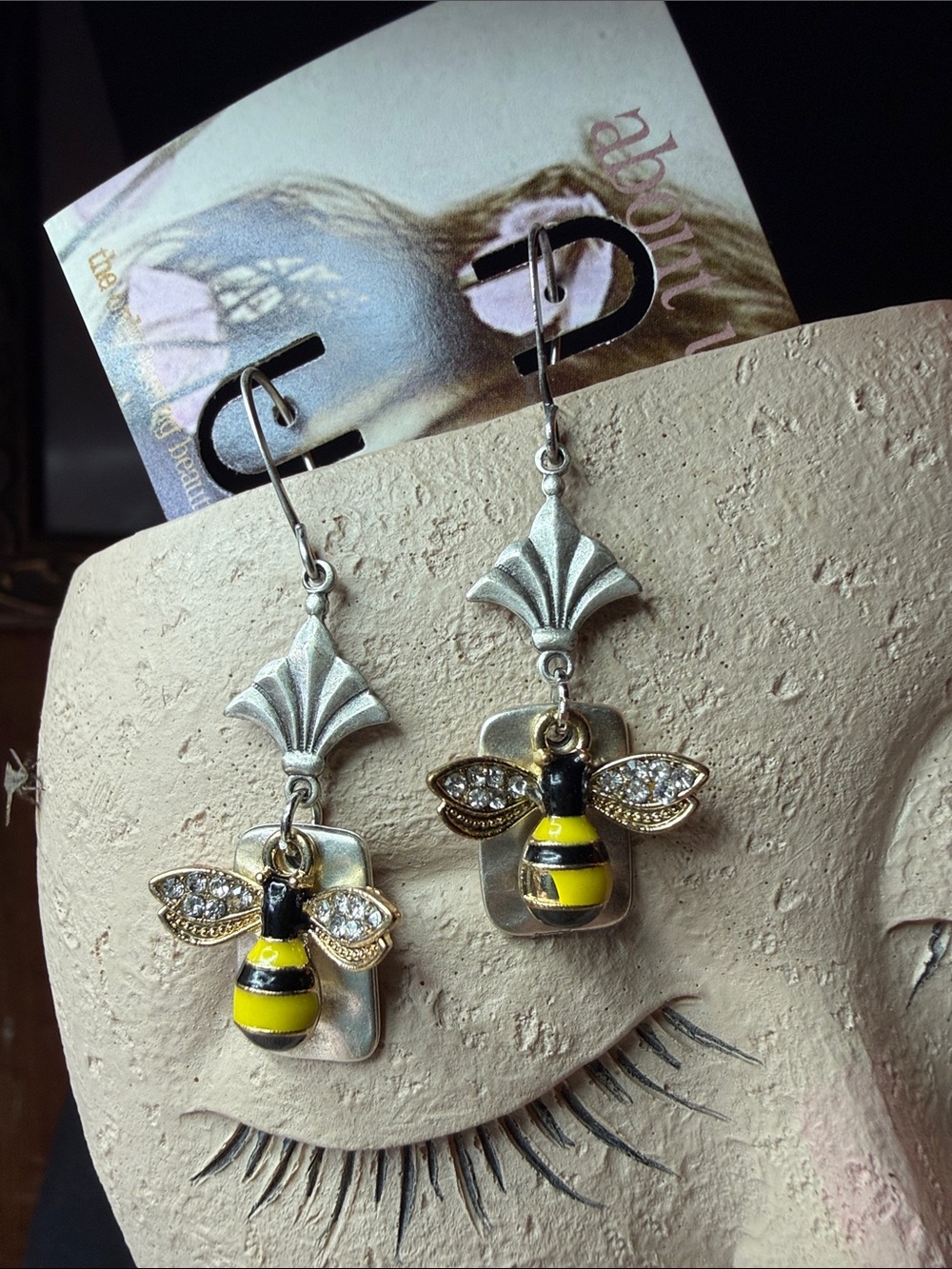 Bee Drop Earrings in Yellow & Black - Women Jewelry